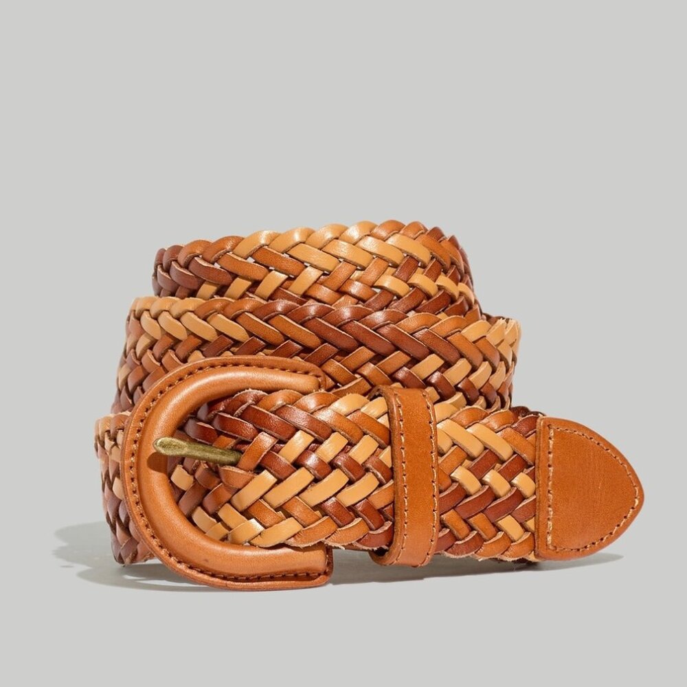 Madewell Woven Leather Belt in Desert Camel Multi Size XXS XS S (Tan / Brown )